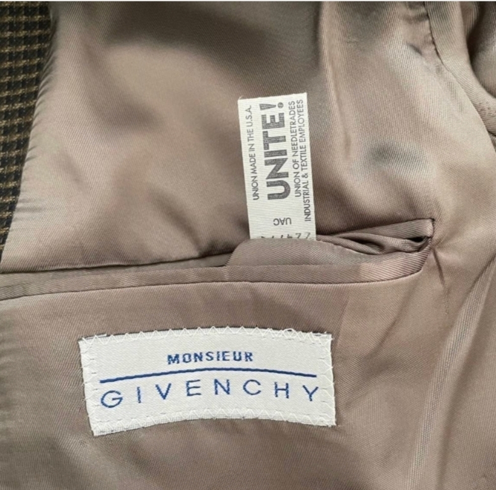 GIVENCHY Brown Black 2 Button Front Slim Dress Blazer Suit Jacket Sz 40R EXC - Picture 7 of 7